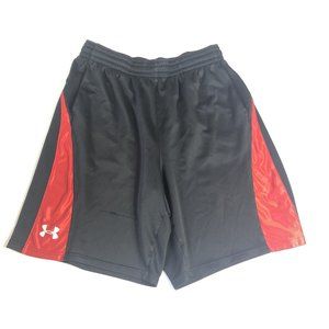 UNDER ARMOUR Men's BLACK Red Basketball‎ Shorts, Size Large B131